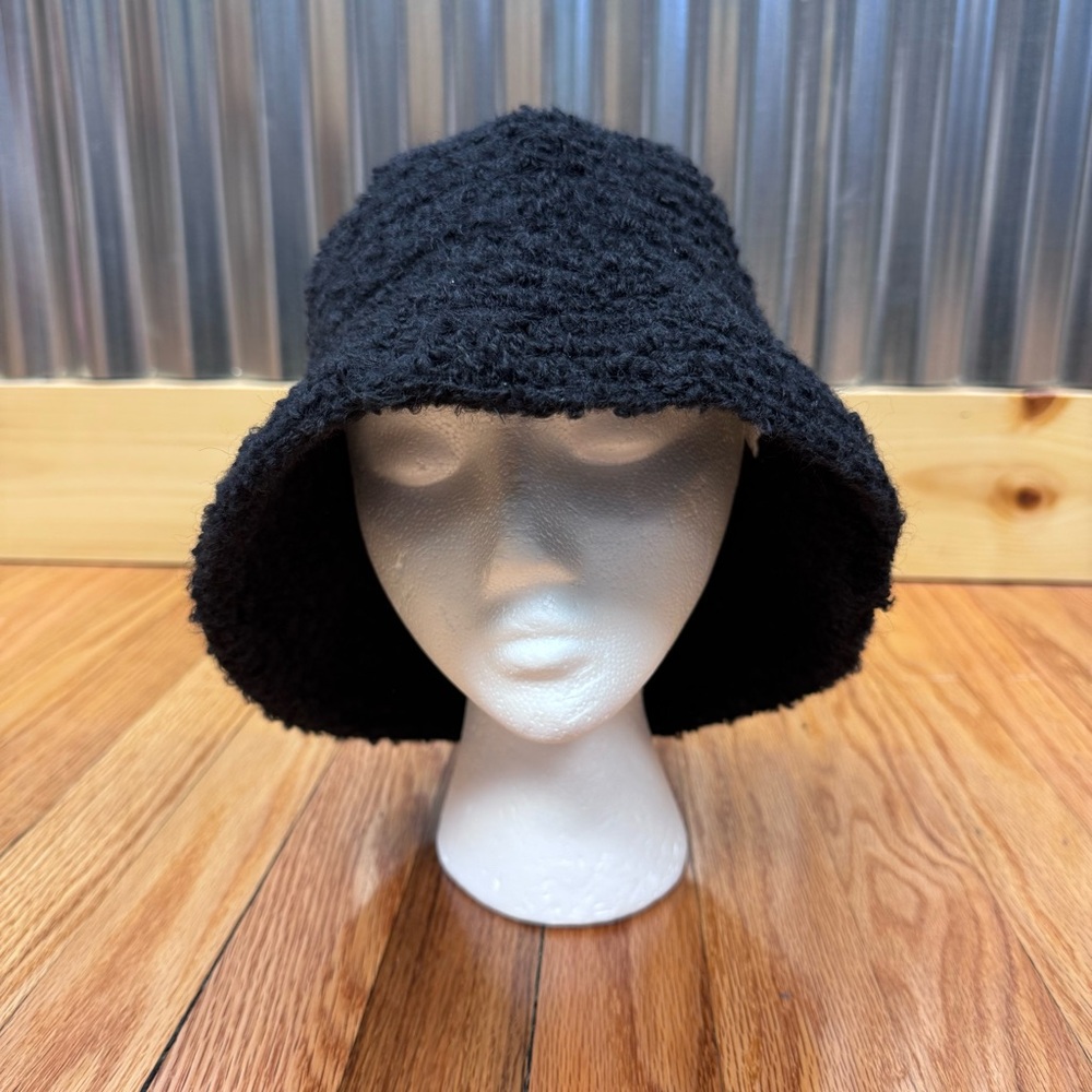 Vintage Liz Claiborne Textured Tweed Black Bucket Hat